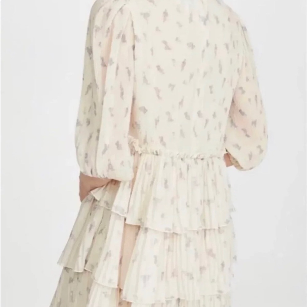 Ganni Cream Mini Dress with Subtle Pattern - Picture 4 of 9